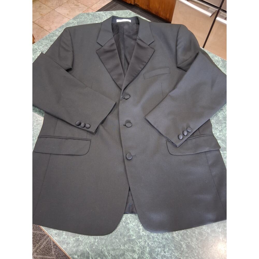 Bugatchi Uomo for Michael Jordan Suit Jacket Black 44R 100% Wool Tux Blazer VTG